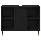 Badezimmermöbel-Set 3 pcs Schwarz Eichen-Optik Holzwerkstoff