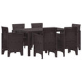 Garten Essgruppe 7 pcs Braun Polt Rattan