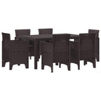 Garten Essgruppe 7 pcs Braun Polt Rattan