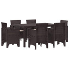 Garten Essgruppe 7 pcs Braun Polt Rattan