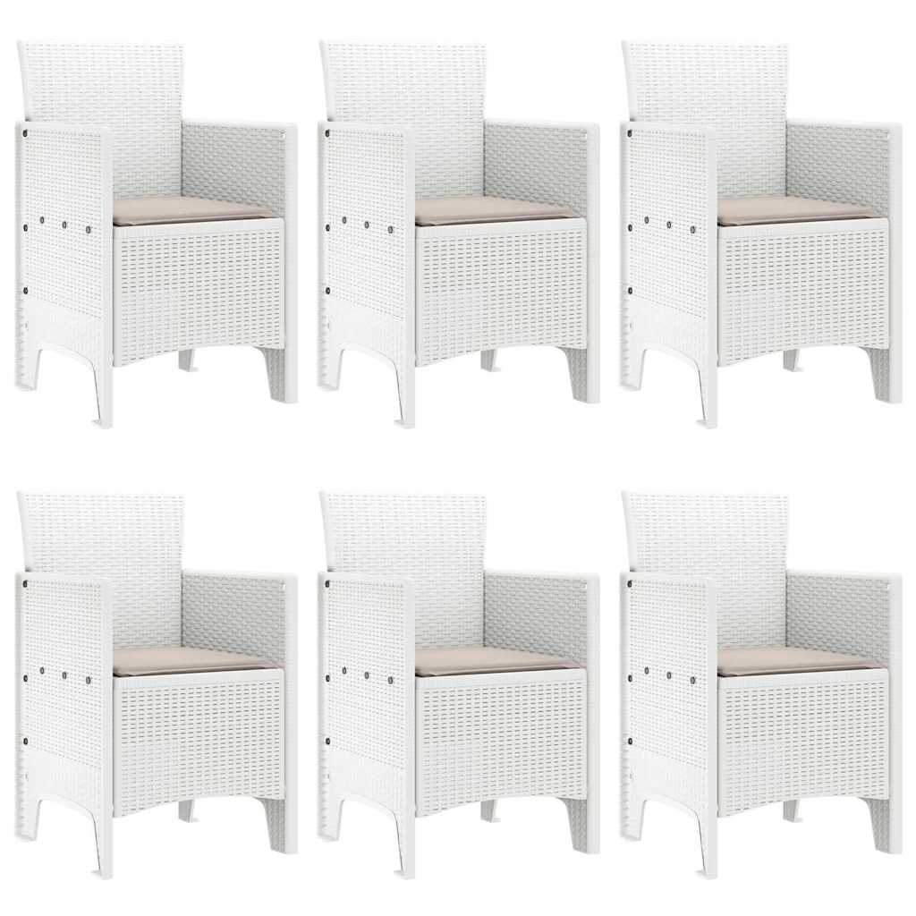Garten Essgruppe 7 pcs Weiß Polt Rattan