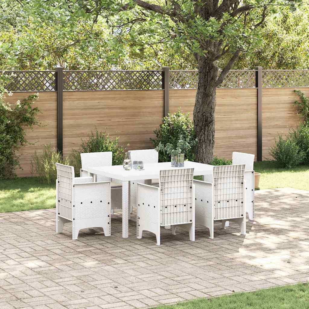 Garten Essgruppe 7 pcs Weiß Polt Rattan