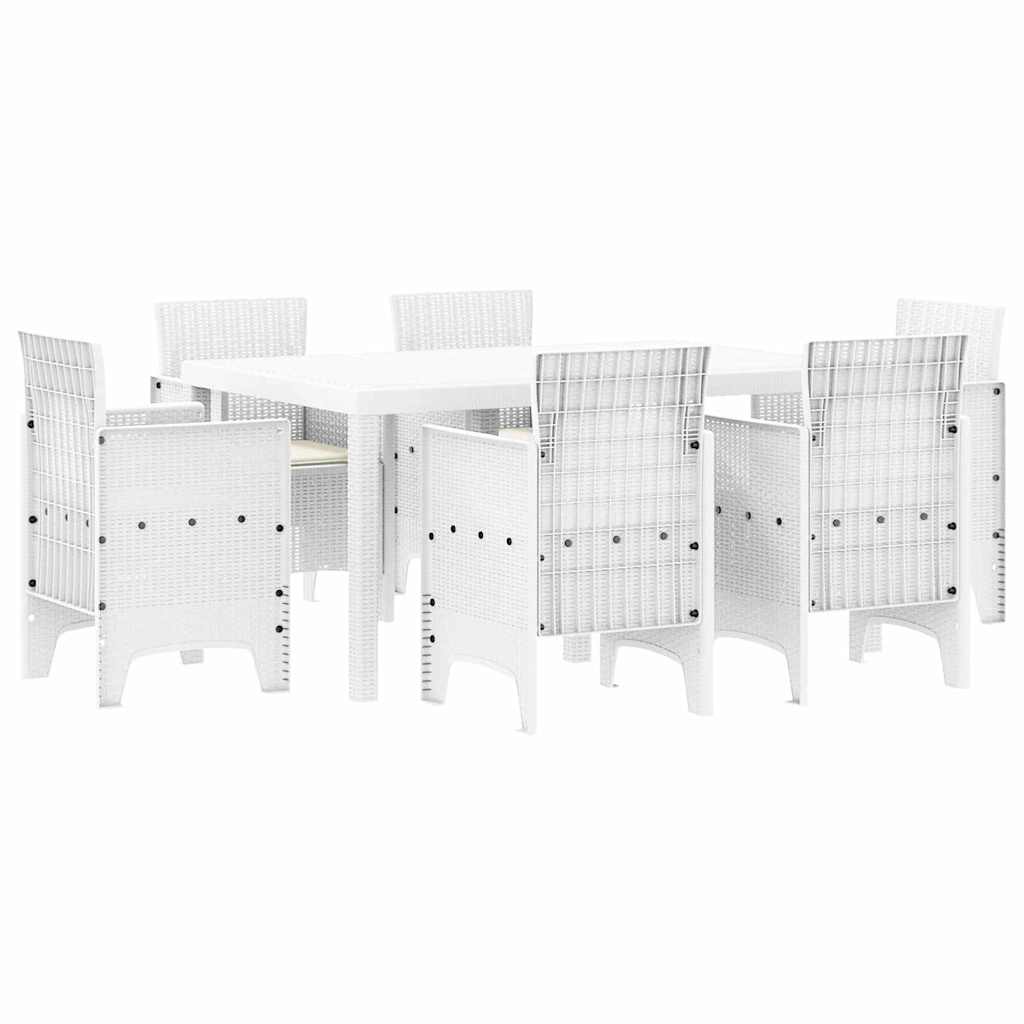Garten Essgruppe 7 pcs Weiß Polt Rattan