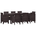 Garten Essgruppe 9 pcs Braun Polypropylen
