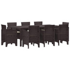 Garten Essgruppe 9 pcs Braun Polypropylen