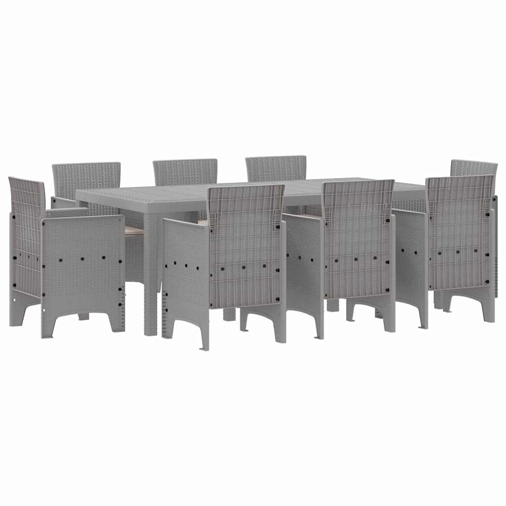 Garten Essgruppe 9 pcs Hellgrau Polypropylen