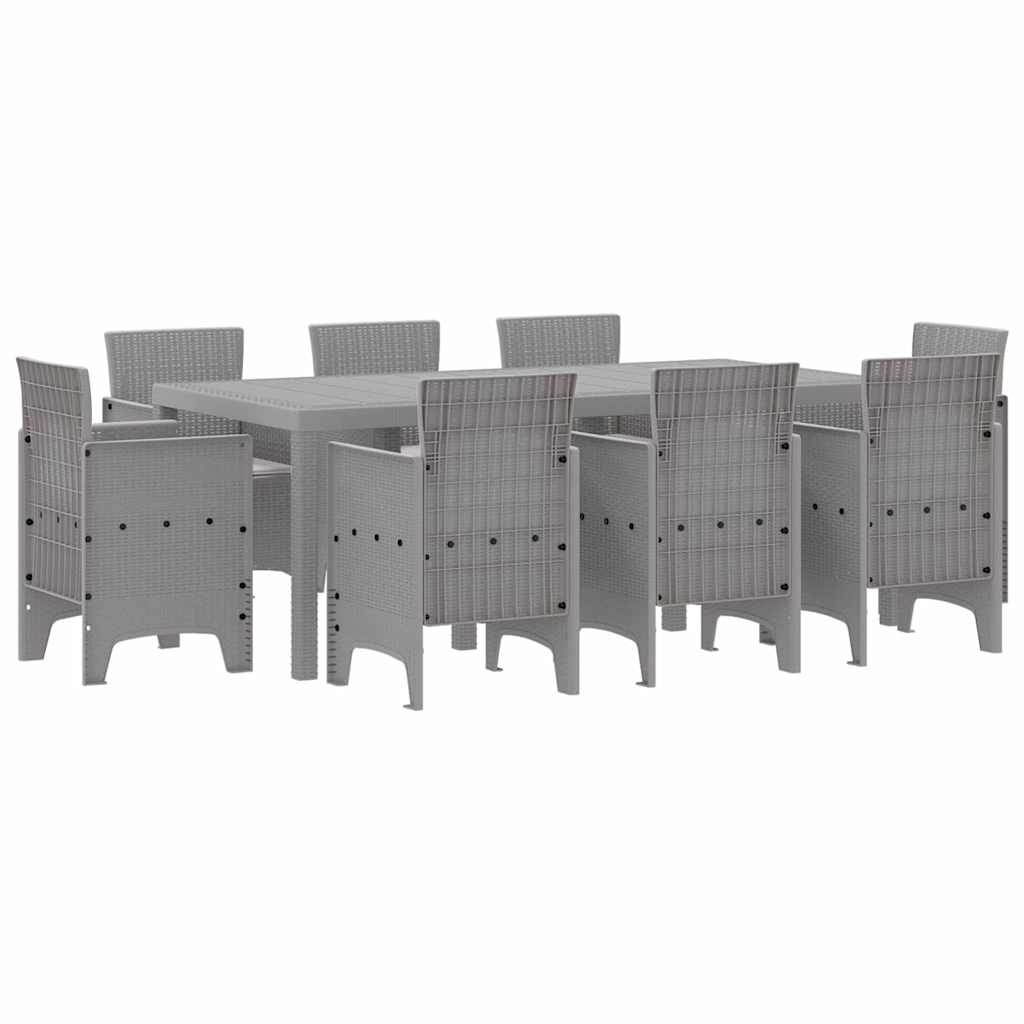 Garten Essgruppe 9 pcs Hellgrau Polypropylen