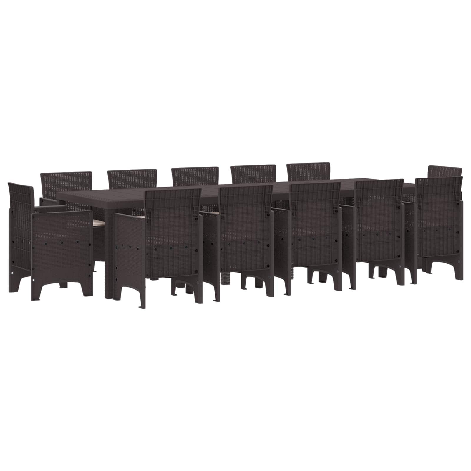 Garten Essgruppe mit Kissen 13 pcs Braun und Taupe Poly Rattan