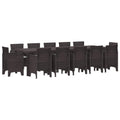 Garten Essgruppe 13 pcs Braun und Hellgrau Rattan und Kissen