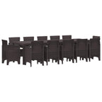 Garten Essgruppe mit Kissen 13 pcs Braun Rattan