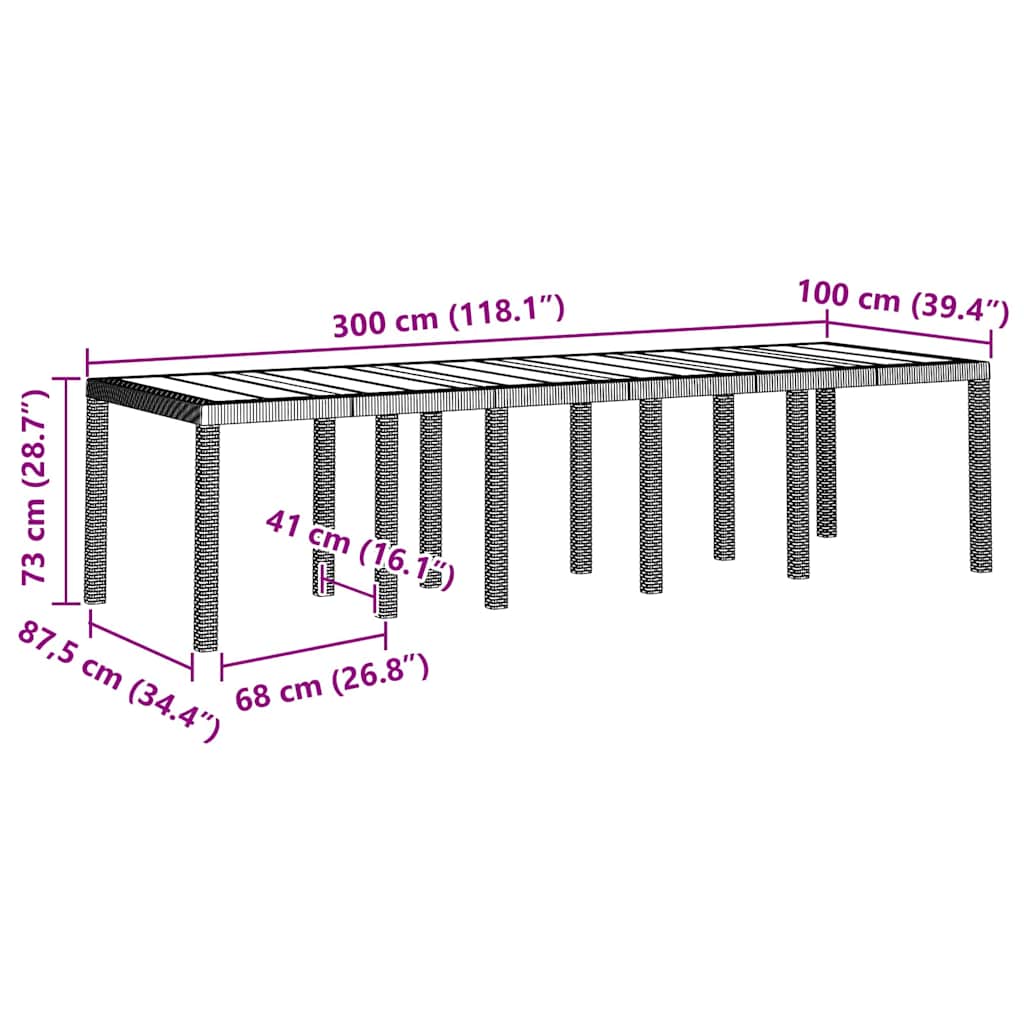 Garten Essgruppe 13 pcs Weiß Poly Rattan