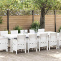 Garten Essgruppe 13 pcs Weiß Synthetisches Rattan und Metall