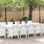 Garten Essgruppe 13 pcs Weiß Poly Rattan und Baumwolle