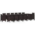 Garten Essgruppe 15 pcs Braun Polt Rattan