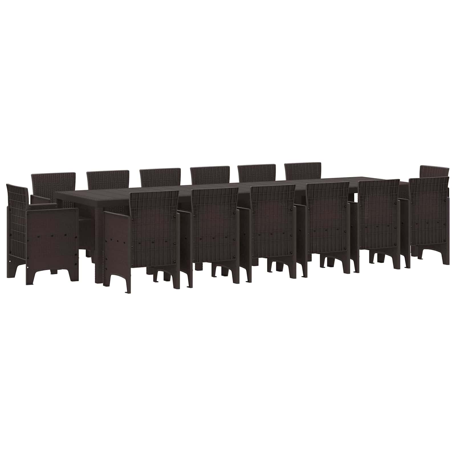 Garten Essgruppe 15 pcs Braun Polt Rattan