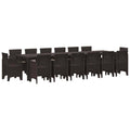 Garten Essgruppe 15 pcs Braun Polt Rattan