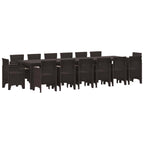 Garten Essgruppe 15 pcs Braun Polt Rattan