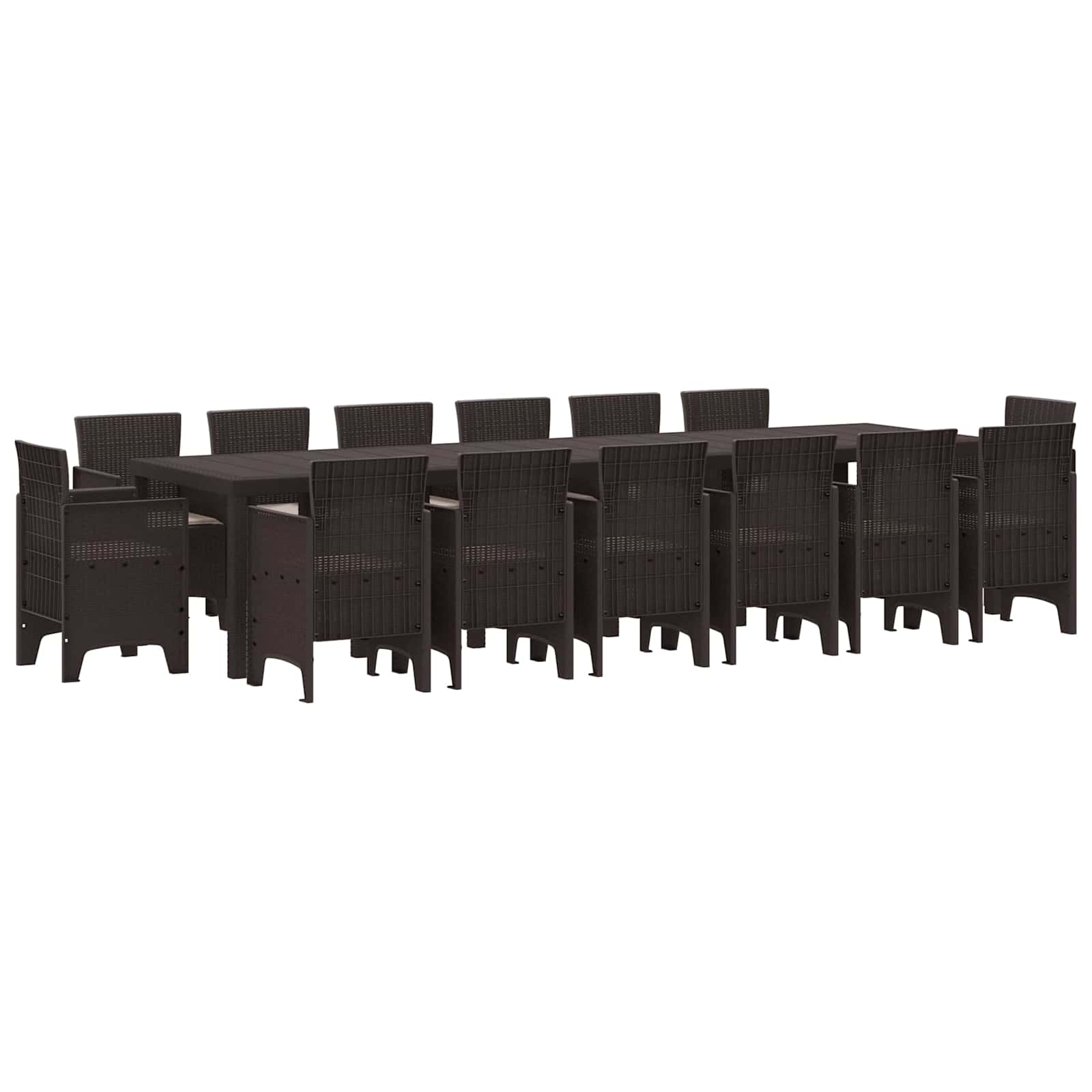 Garten Essgruppe 15 pcs Braun Polt Rattan