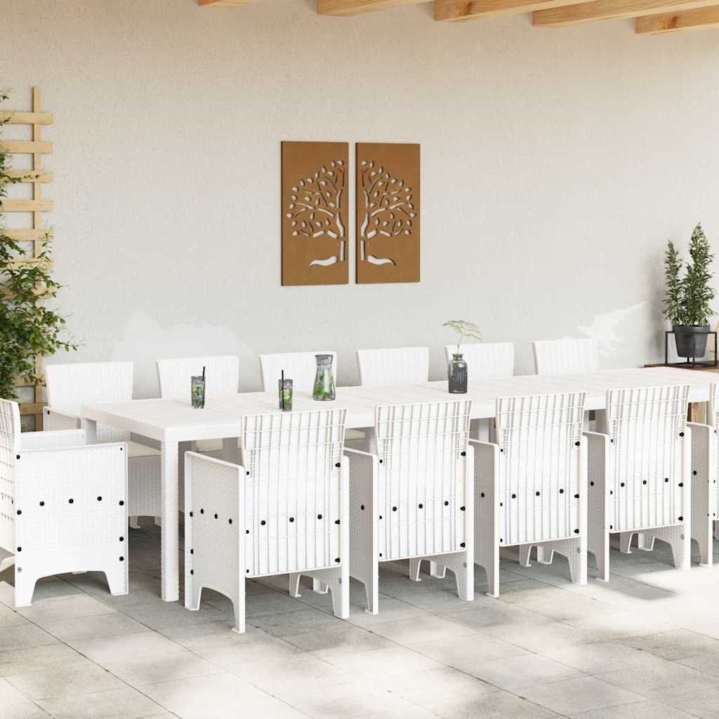 Garten Essgruppe 15 pcs Weiß Polt Rattan