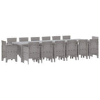 Garten Essgruppe 15 pcs Hellgrau Polt Rattan