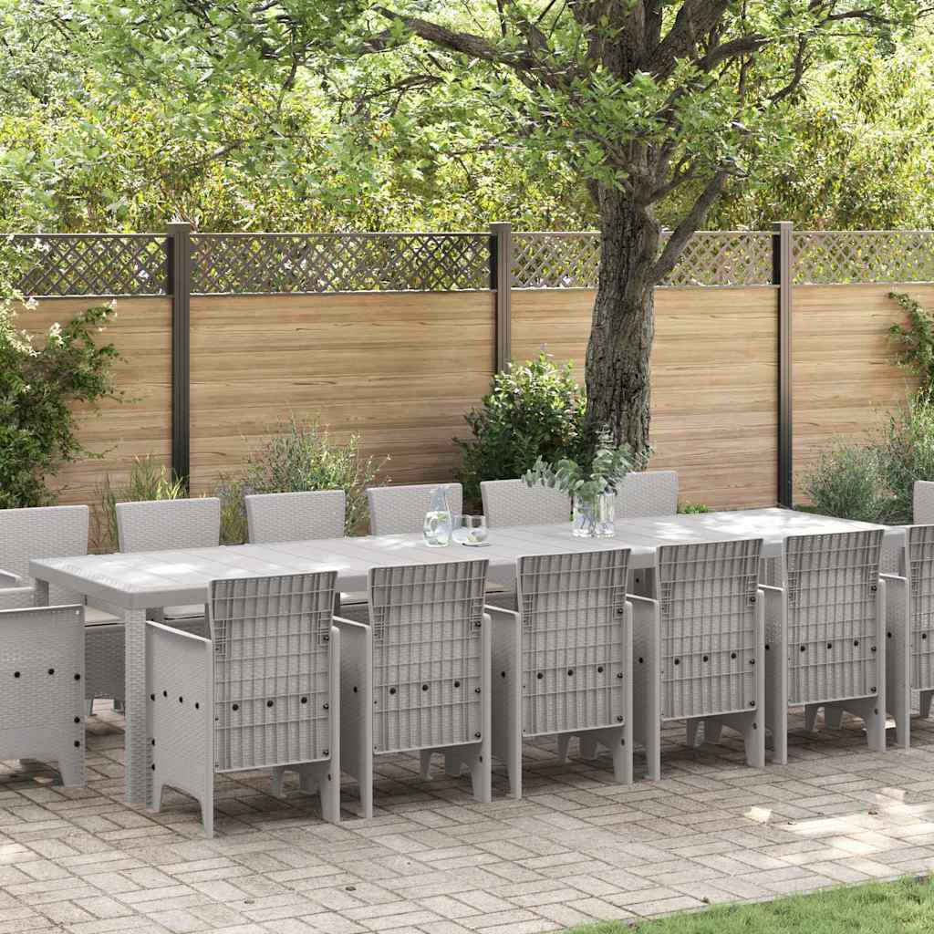 Garten Essgruppe 15 pcs Hellgrau Polt Rattan