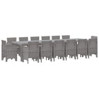 Garten Essgruppe 15 pcs Hellgrau Polt Rattan