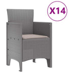 Garten Essgruppe 15 pcs Hellgrau Polt Rattan
