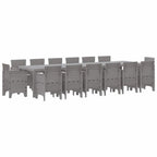 Garten Essgruppe 15 pcs Hellgrau Polt Rattan