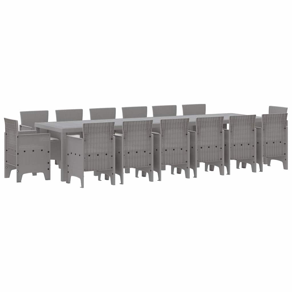Garten Essgruppe 15 pcs Hellgrau Polt Rattan
