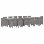 Garten Essgruppe 15 pcs Hellgrau Polt Rattan