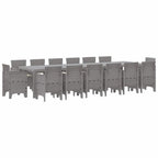 Garten Essgruppe 15 pcs Hellgrau Polt Rattan