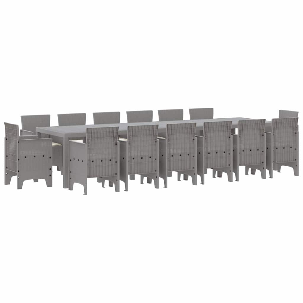 Garten Essgruppe 15 pcs Hellgrau Polt Rattan