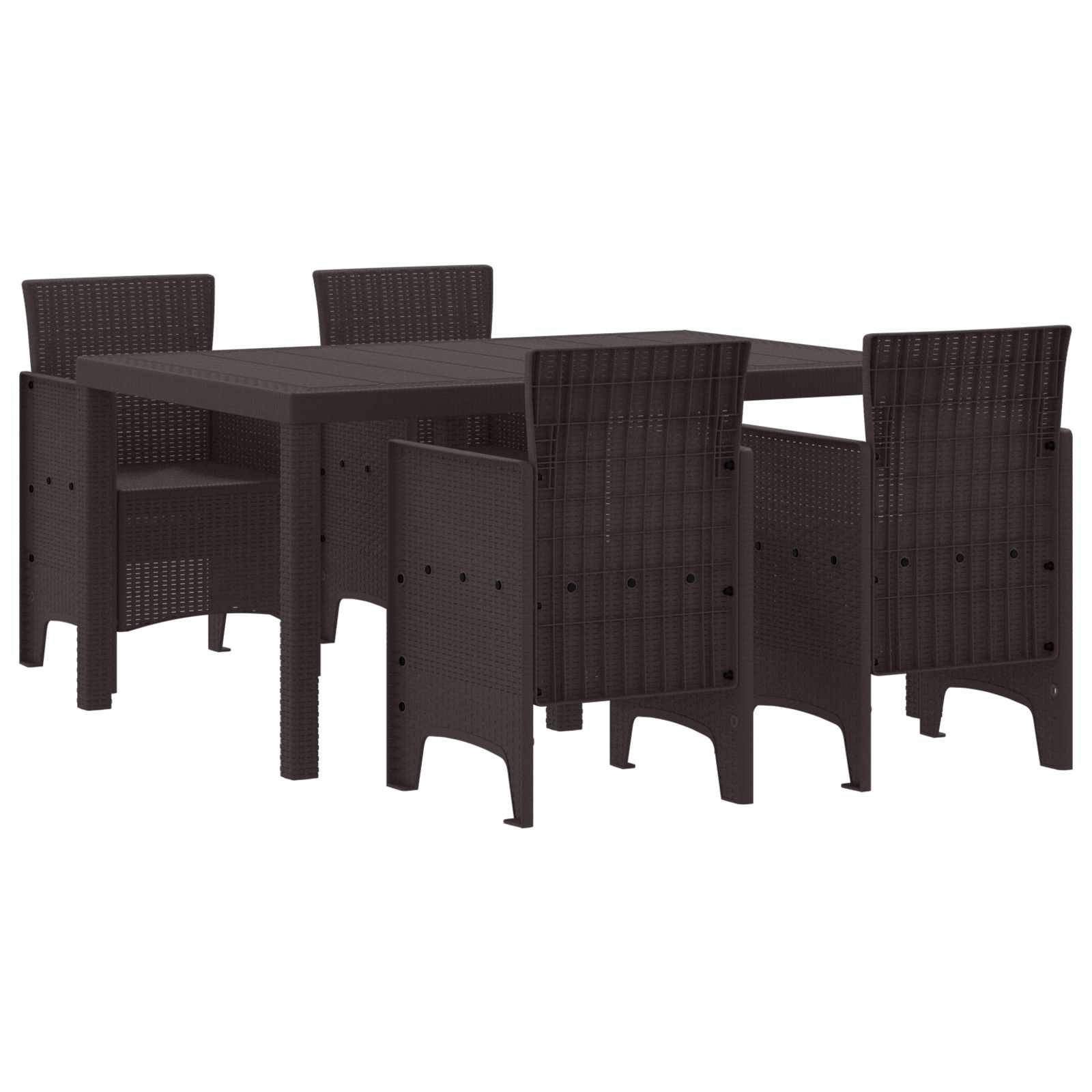 Garten Essgruppe 5 pcs Braun Polt Rattan