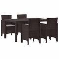 Garten Essgruppe 5 pcs Braun Polt Rattan