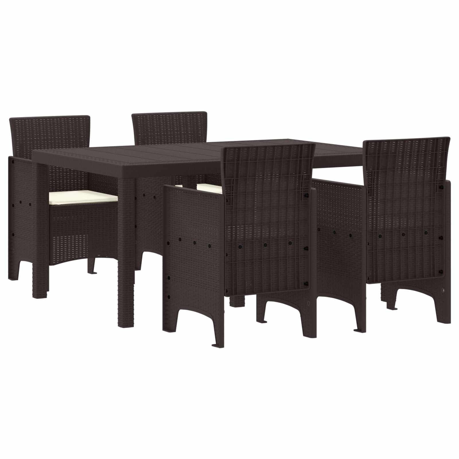 Garten Essgruppe 5 pcs Braun Polt Rattan