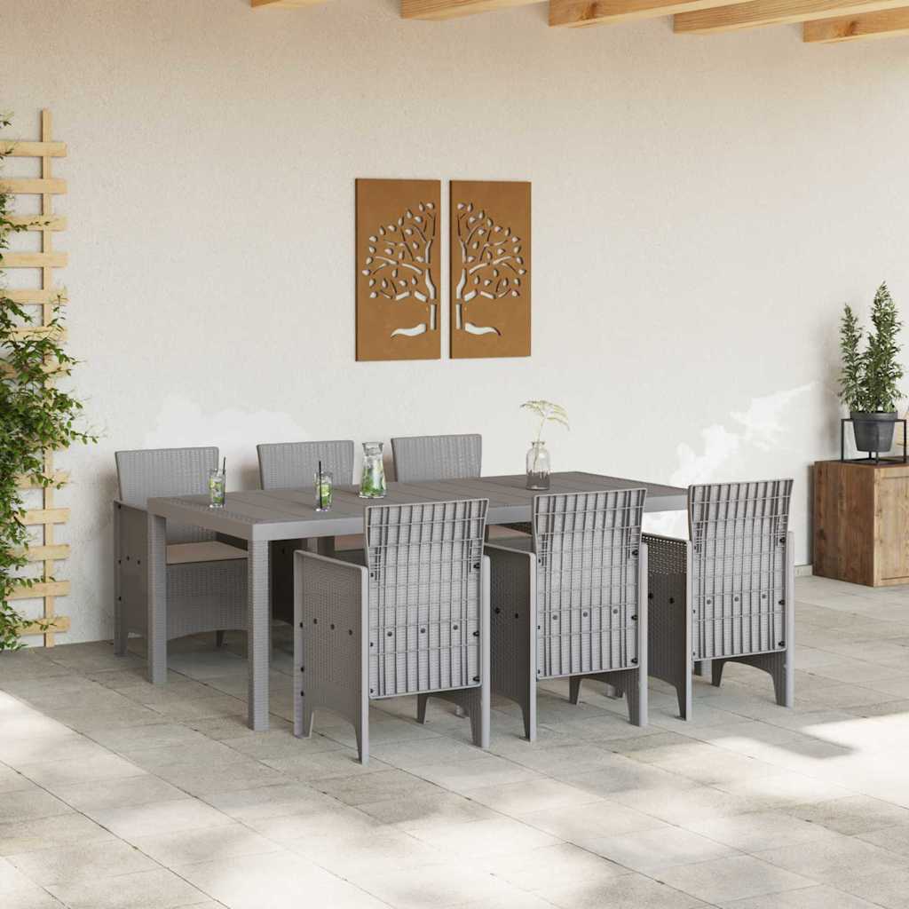 Garten Essgruppe 7 pcs Hellgrau Polypropylen