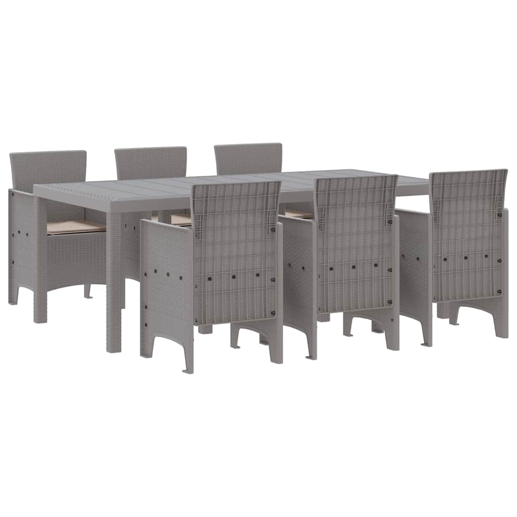 Garten Essgruppe 7 pcs Hellgrau Polypropylen