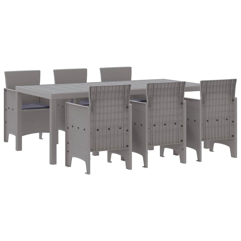 Garten Essgruppe 7 pcs Hellgrau Polypropylen