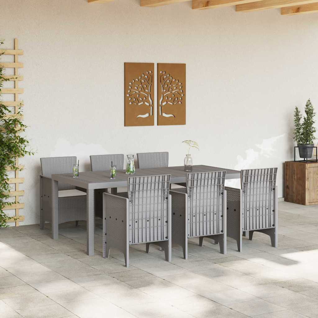 Garten Essgruppe 7 pcs Hellgrau Polypropylen
