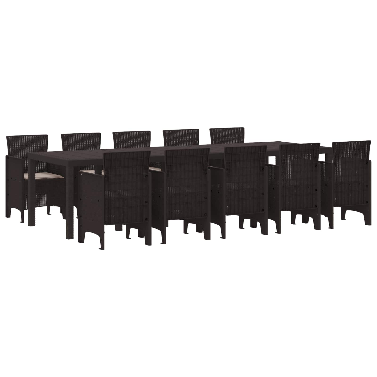 Garten Essgruppe mit Kissen 11 pcs Braun und Taupe Poly Rattan