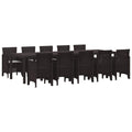 Garten Essgruppe 11 pcs Braun und Hellgrau Poly Rattan
