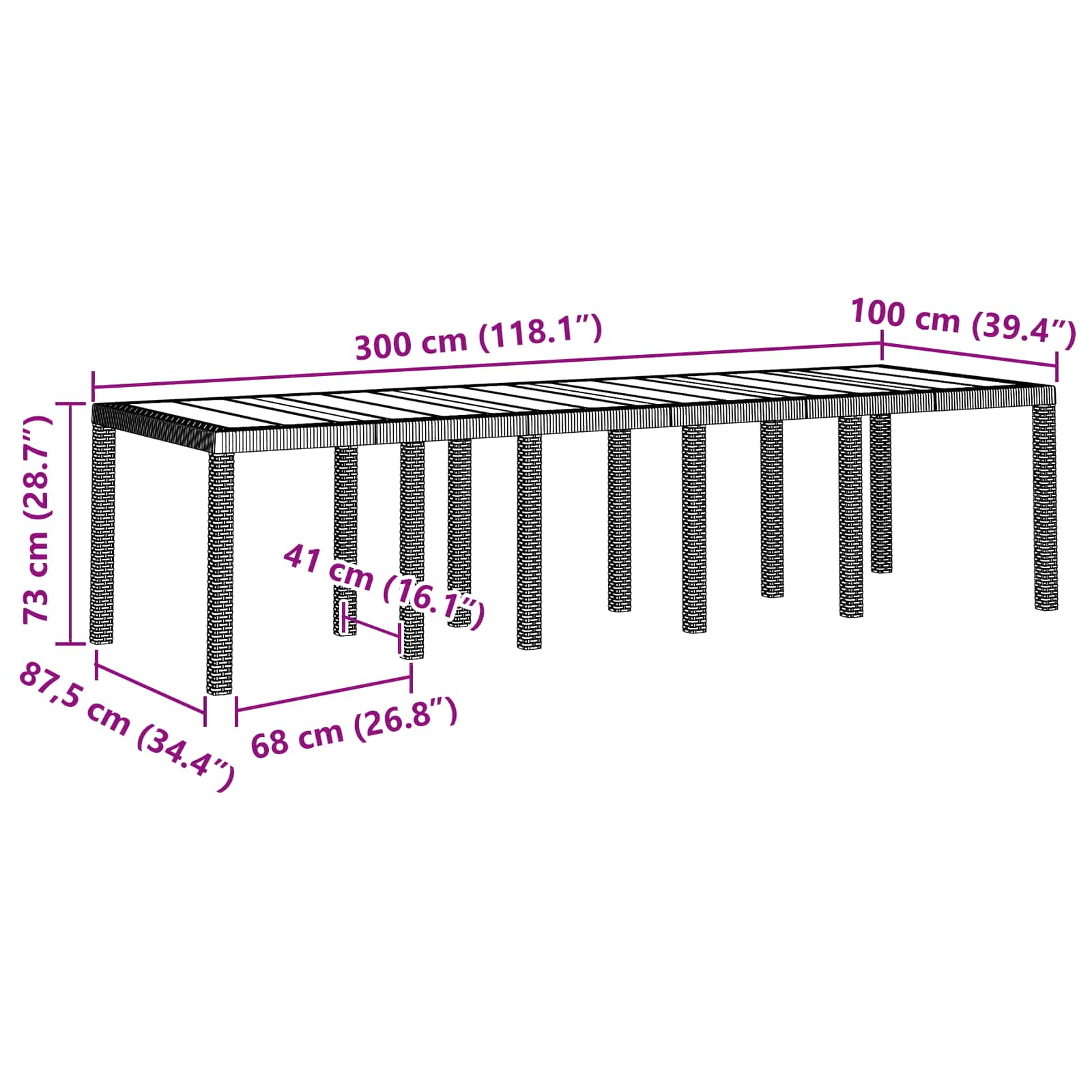 Garten Essgruppe 11 pcs Braun und Hellgrau Poly Rattan