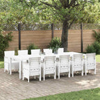 Garten Essgruppe 11 pcs Weiß Rattan und Stahl