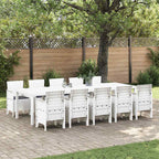 Garten Essgruppe 11 pcs Weiß Poly Rattan und Aluminium