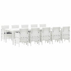 Garten Essgruppe 11 pcs Weiß Poly Rattan und Aluminium