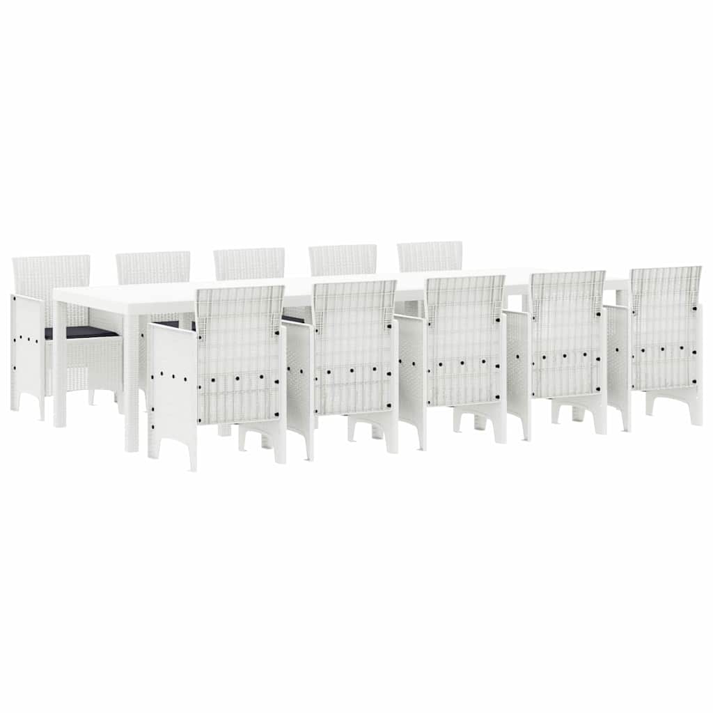 Garten Essgruppe 11 pcs Weiß Poly Rattan und Aluminium