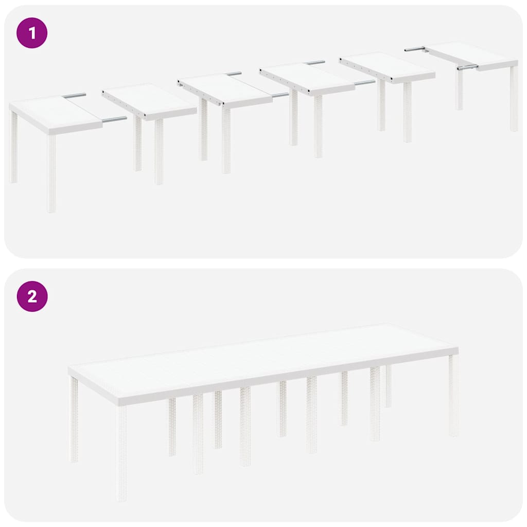 Garten Essgruppe 11 pcs Weiß Poly Rattan und Aluminium