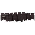 Garten Essgruppe 13 pcs Braun Polt Rattan