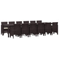 Garten Essgruppe 13 pcs Braun Polt Rattan