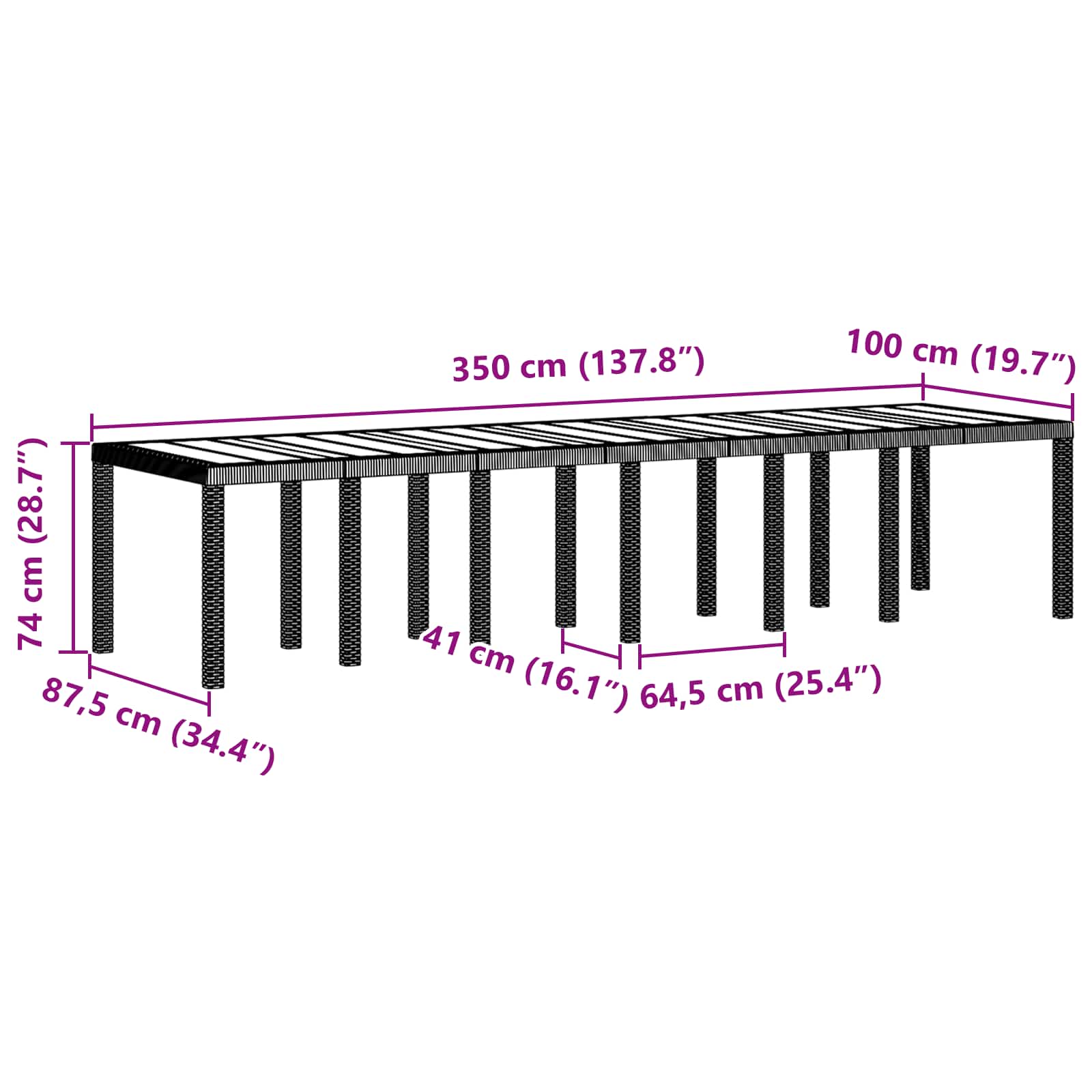 Garten Essgruppe 13 pcs Braun Polt Rattan